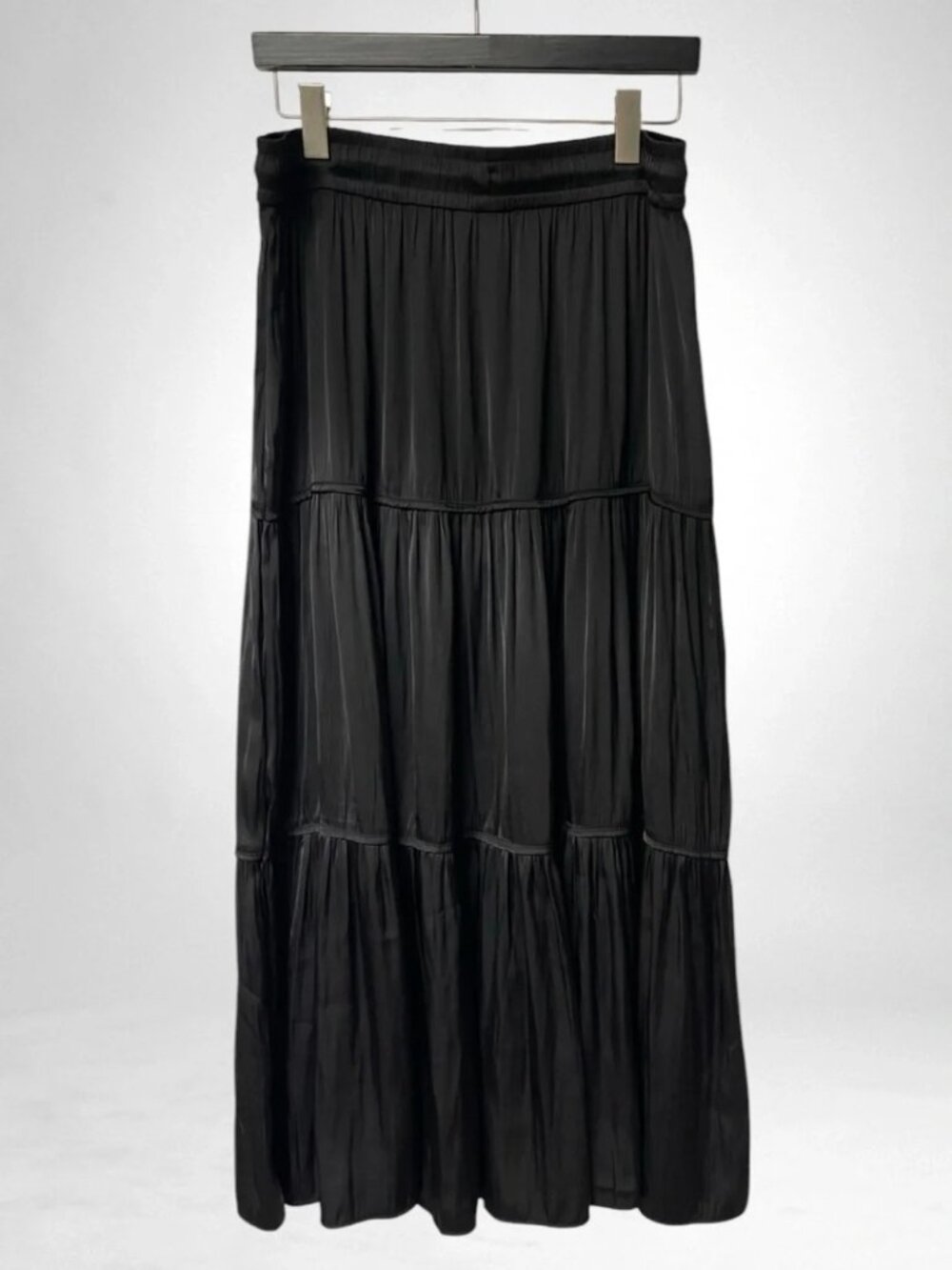 Joie Women's Black Tiered Maxi Skirt - Casual Drawstring Waist Size L - Picture 5 of 12